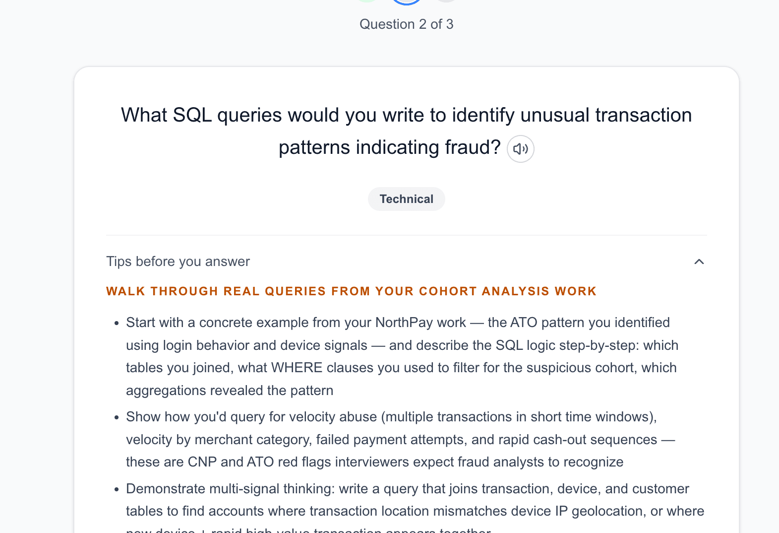 A Sparklane practice question with its interview-stage tags, generated from the job posting